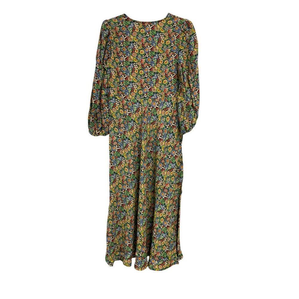 Boden Womens Midi Tea Dress UK 12L US 8L tall Multicolor Floral Vneck D0295 NWT - Picture 2 of 11